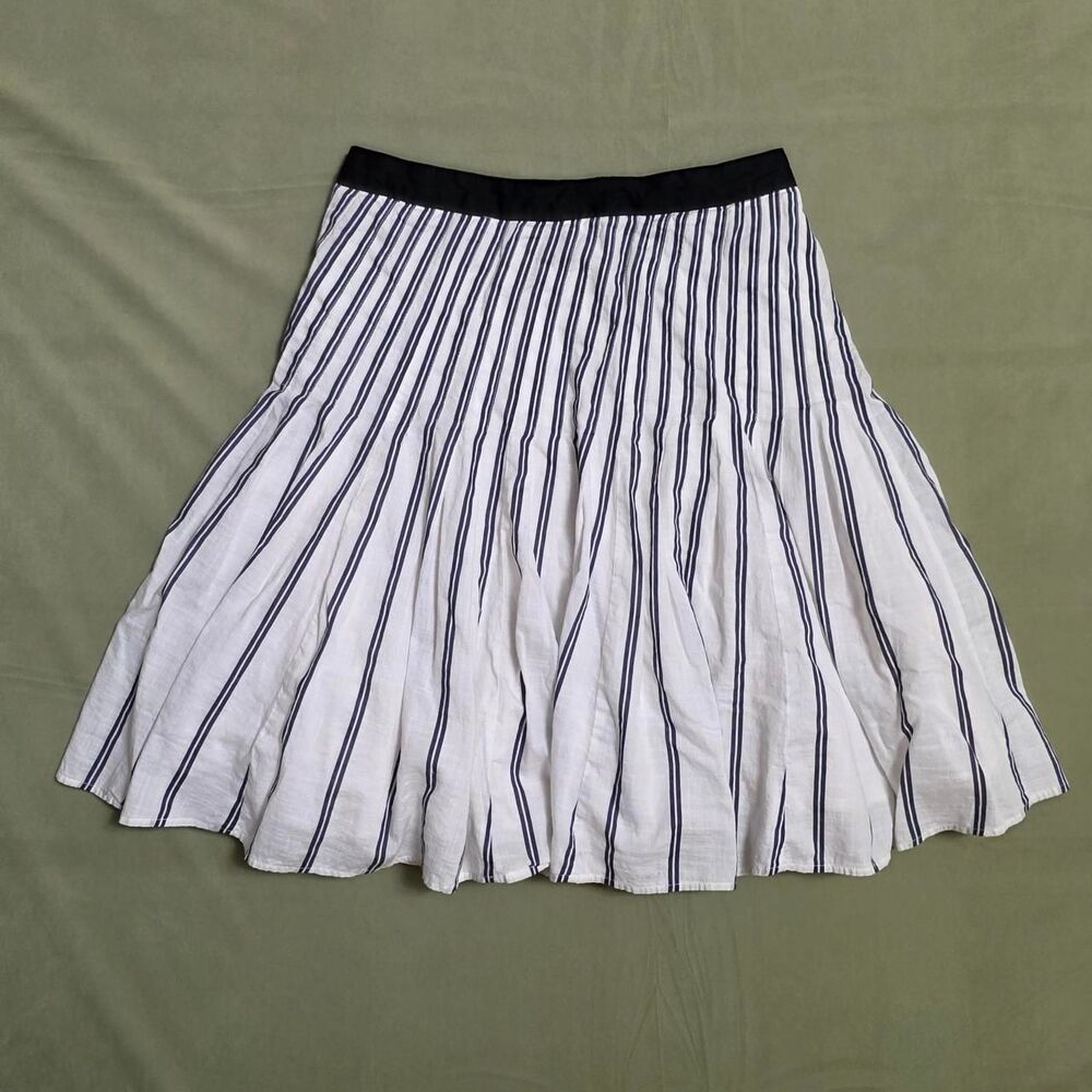 Anthropologie Floreat Alleyways Striped Pleated Skirt Size 4